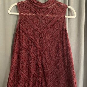 Knox Rose Lace Sleeveless Maroon Top